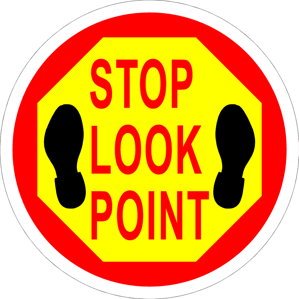 Stop Look Point Floor Sign