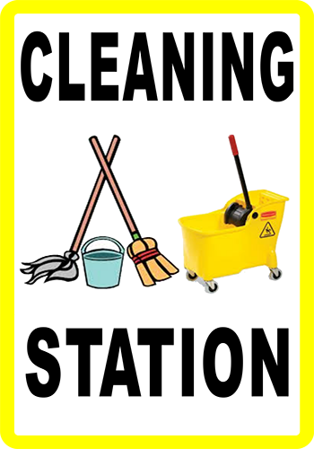 Cleaning Station Floor Sign