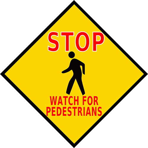 Stop Watch For Pedestrians Floor Sign