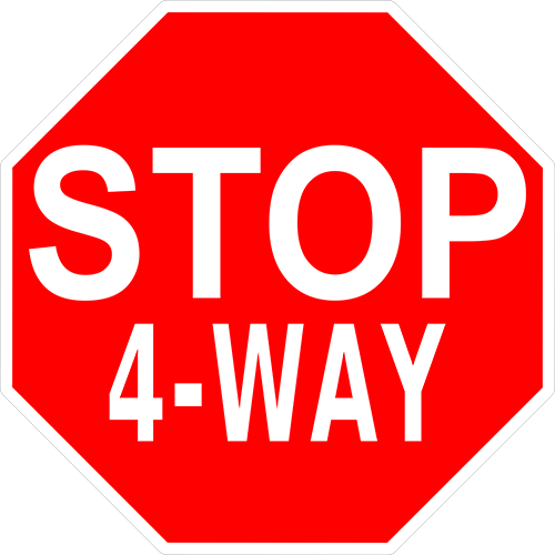 Stop 4-Way Floor Sign